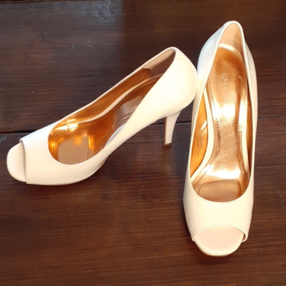 BCBG white heels